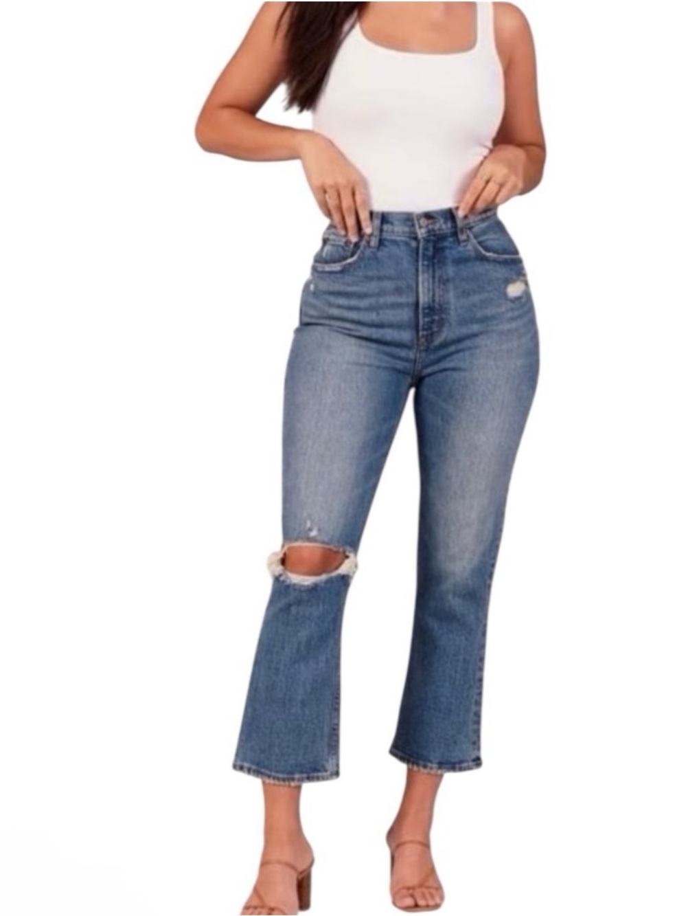 Abercrombie & Fitch Jeans Size 6/28 Ultra High Rise Kick Flare Distressed Denim